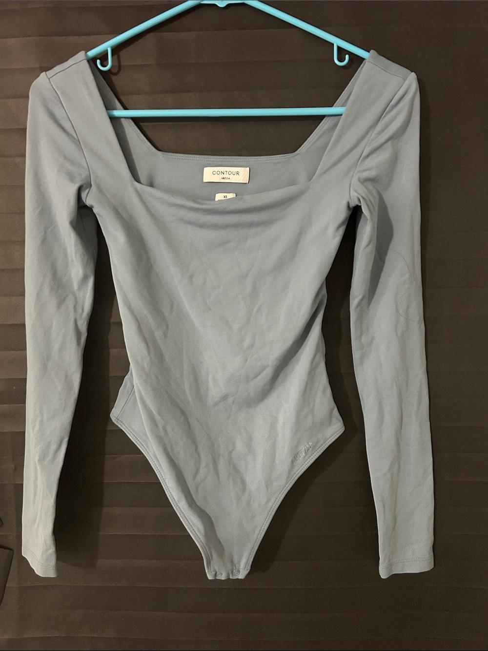 Aritzia Contour Kids Long-Sleeve Square Neck One-Piece in Light Blue